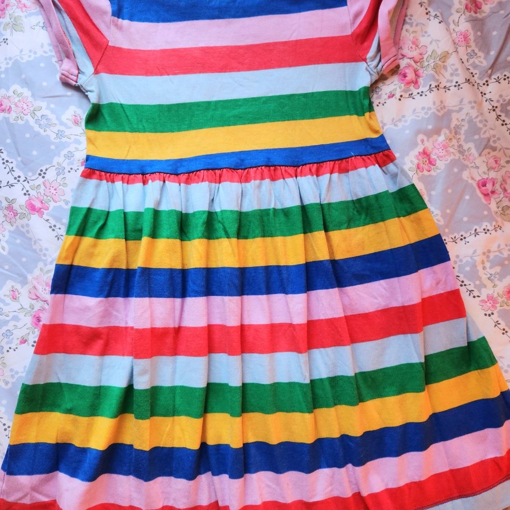 Mini Boden Rainbow stripe jersey pocket dress - Picture 4 of 6